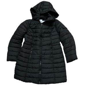 Steve Madden Winter Coat Packable Long Length Quilted Puffer Parka Hooded Jacket